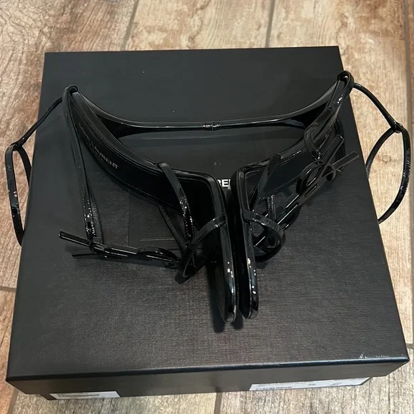 Saint Laurent Cassandra 110 Black Patent Leather Sandal size 39 - Picture 8 of 11